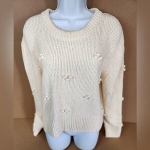 Madewell, dotted bobble pullover beige sweater women's size L